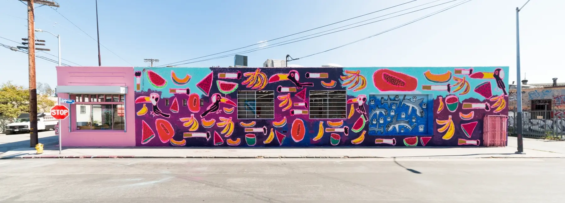 Fruit Salad Venus mural by Katherine Bernhardt