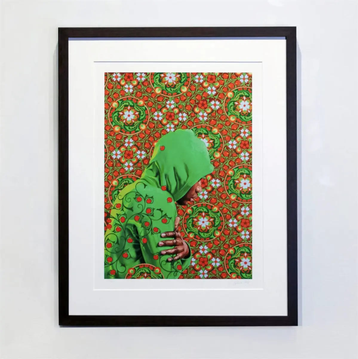 Kehind Wiley's 'Head of a Young Girl Veiled' in a mounted frame