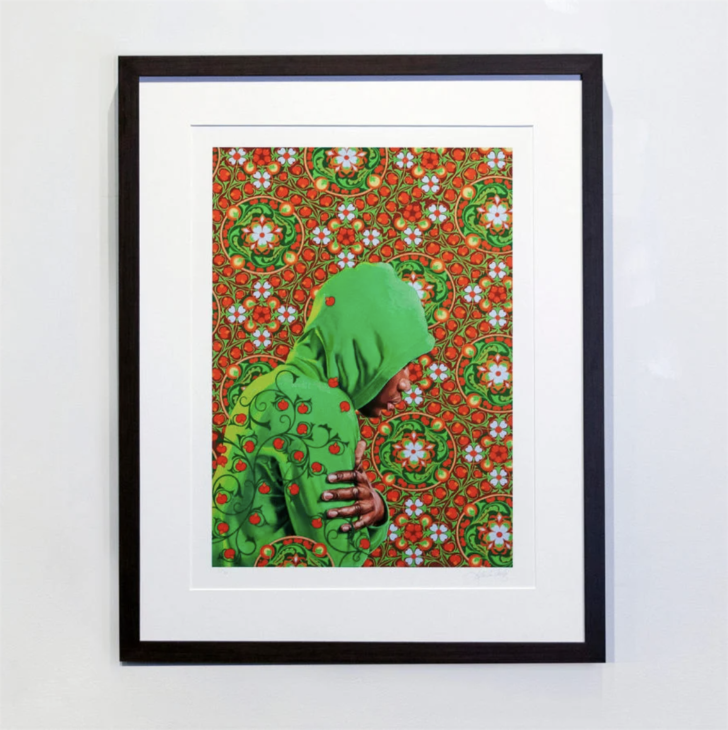 Kehind Wiley's 'Head of a Young Girl Veiled' in a mounted frame