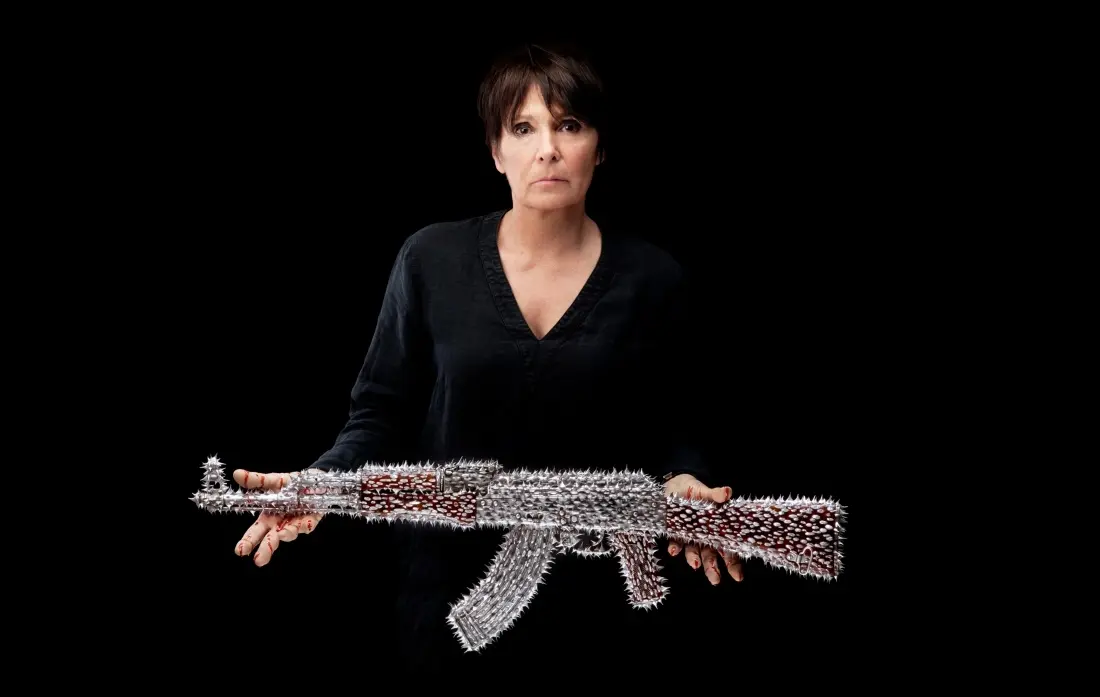 Nancy Fouts photographed with one of her sculptural works