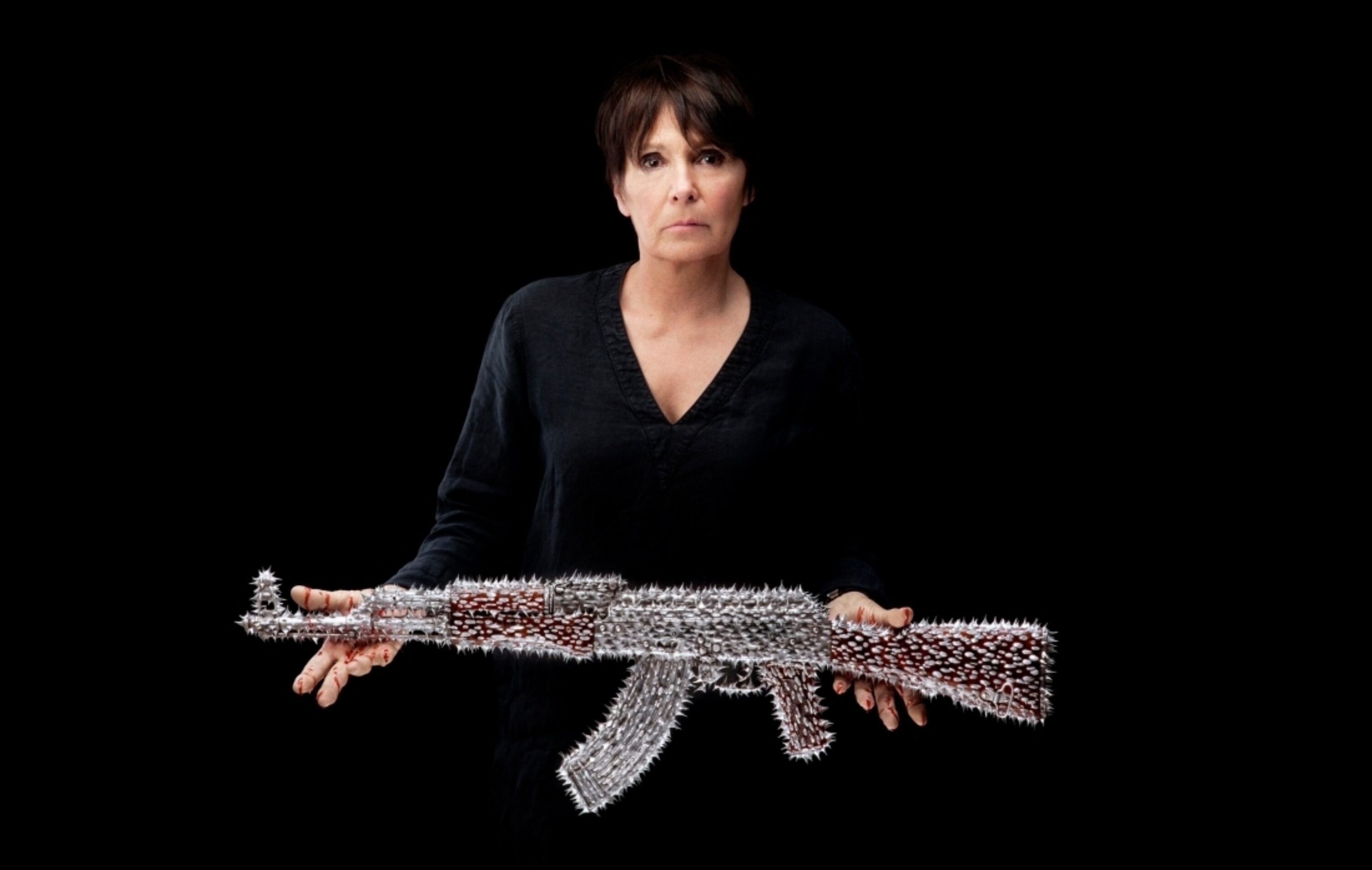 Nancy Fouts photographed with one of her sculptural works