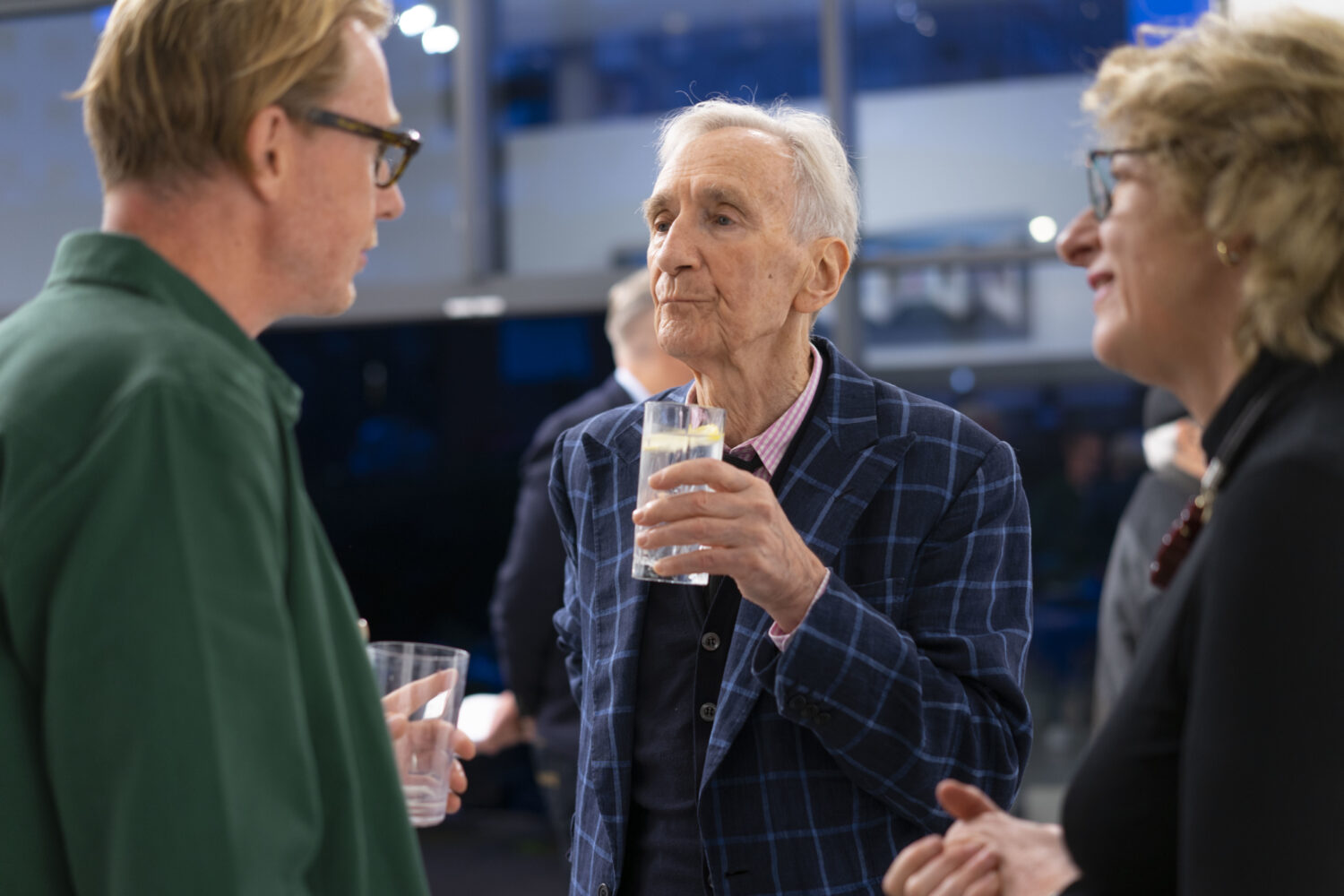 Patrick Hughes with his studio manager Karen and Hang-Up's director Ben.