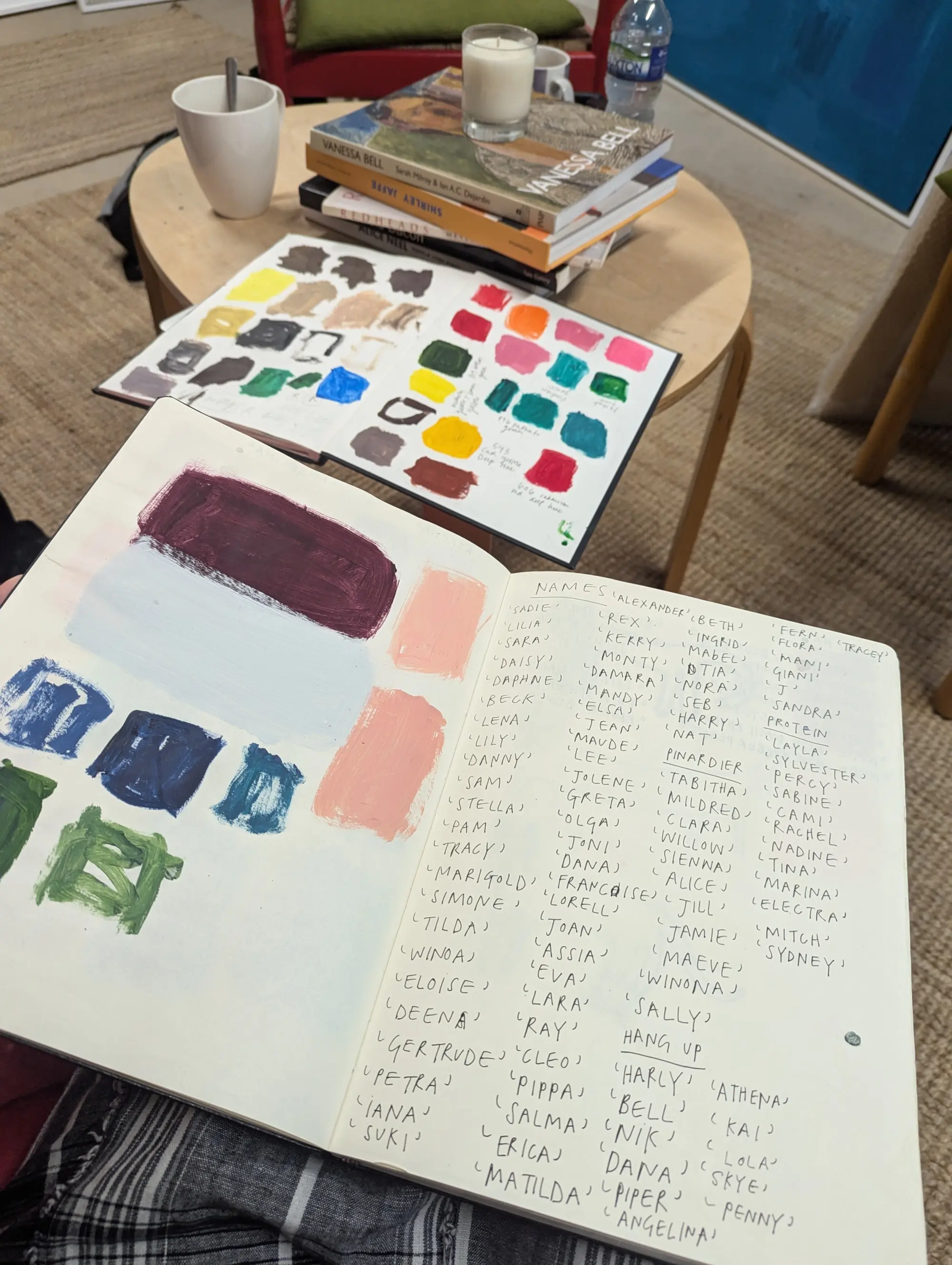 A glimpse into sketchbooks - colour testing and names of portraits