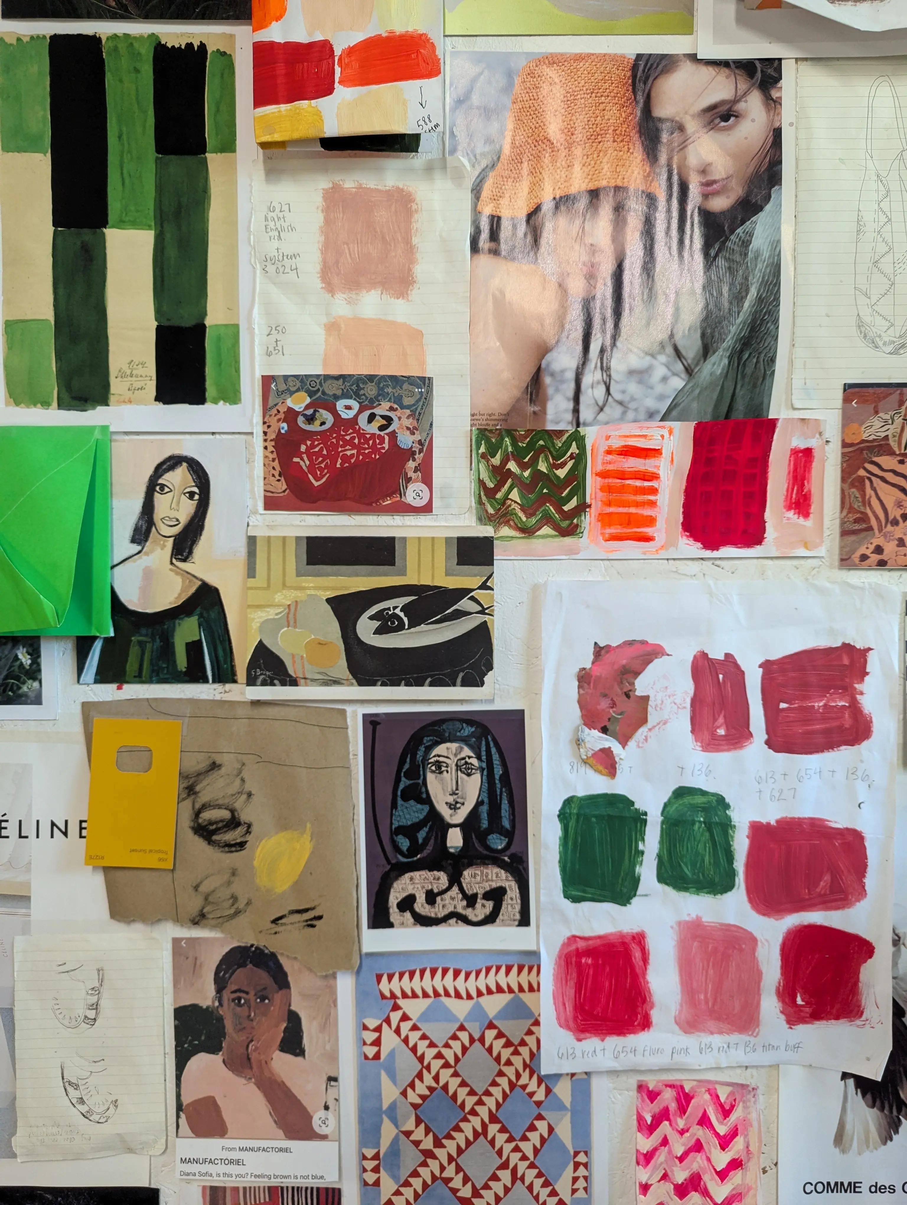 Close up of Rusty's moodboard