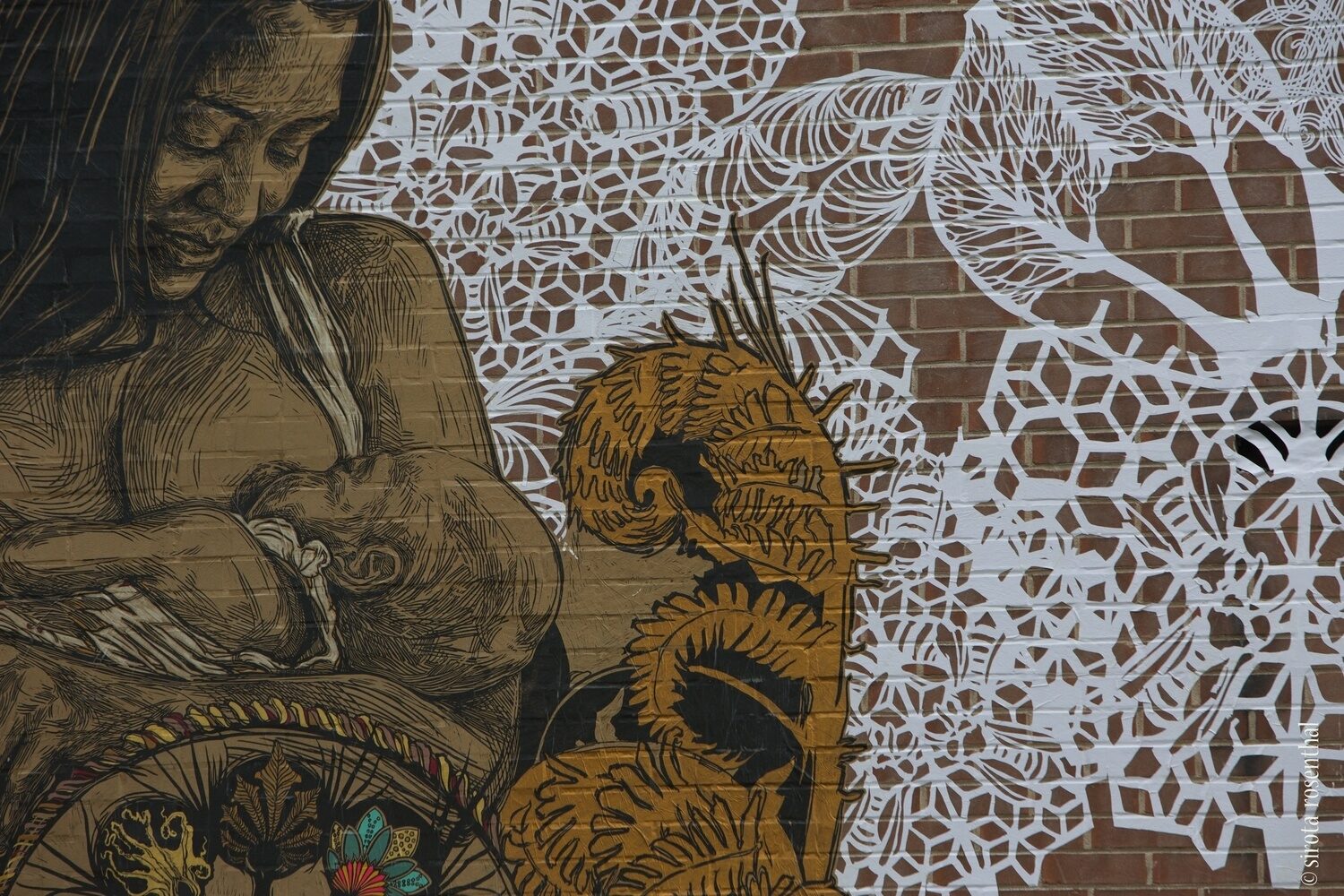 Dawn and Gemma by Swoon, street installation, 2014.
