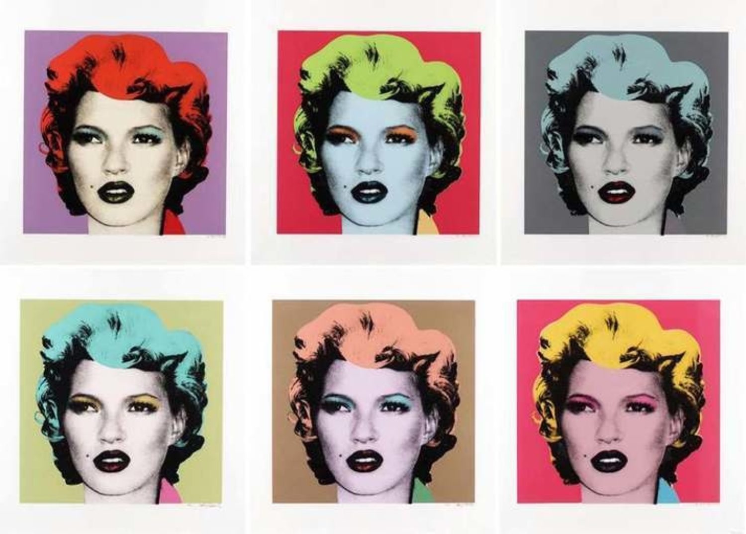 Kate Moss editions in various colour ways by Banksy, 2006.