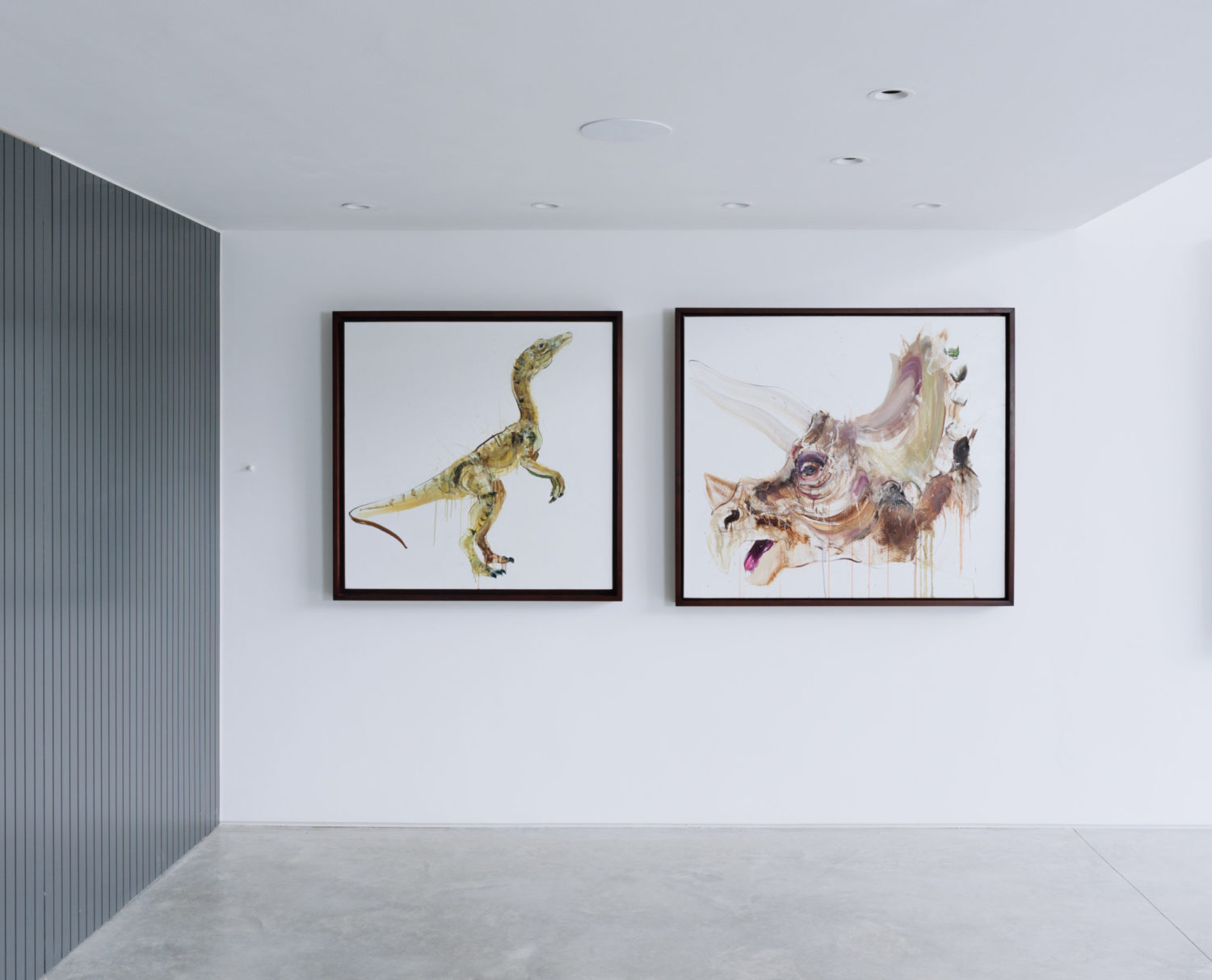 Compy I and Triceratops II in Hang-Up Gallery