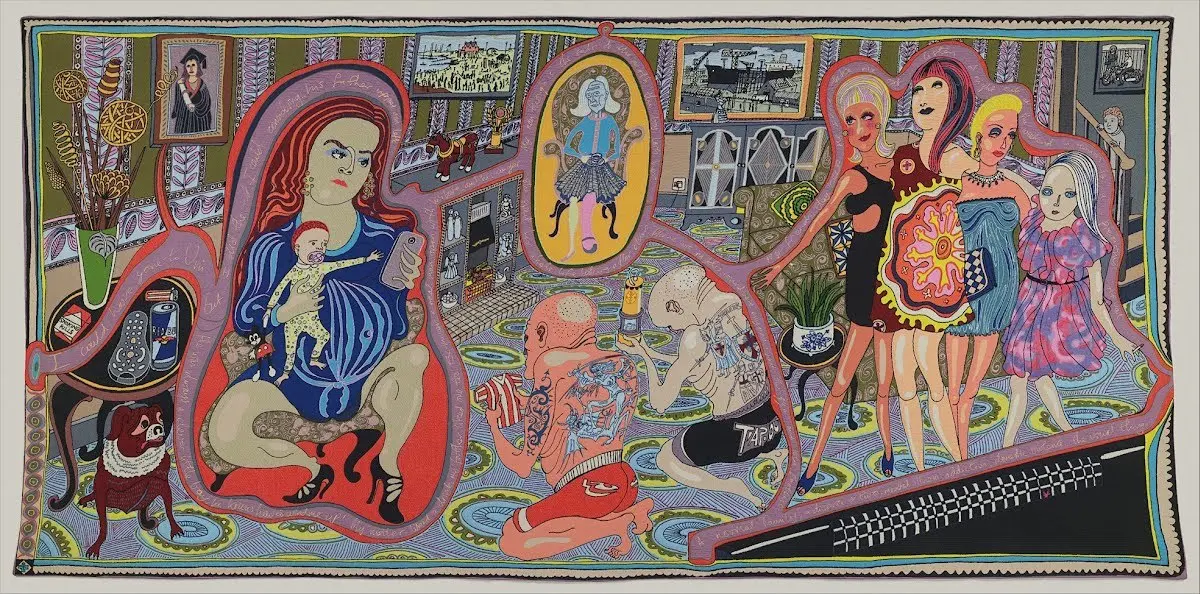 Grayson Perry, The Adoration of Cage Fighters, 2012, tapestry