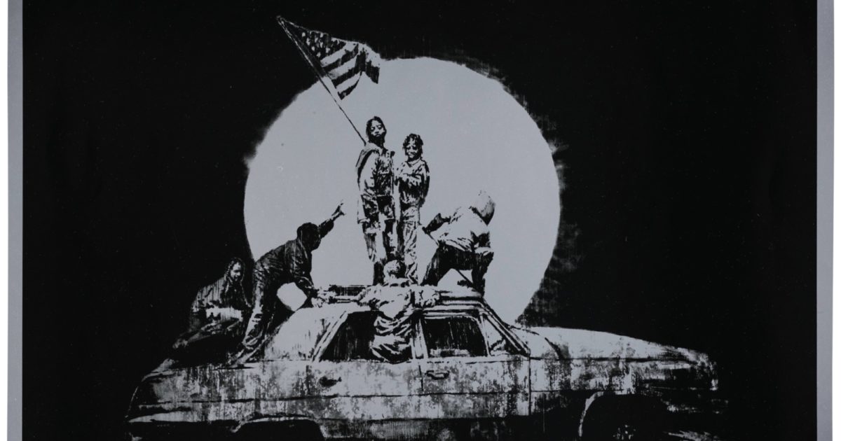 banksy-flag-silver-unsigned. 