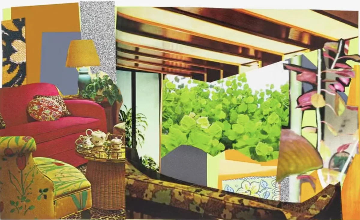 Interior: Red Couch and Landscape