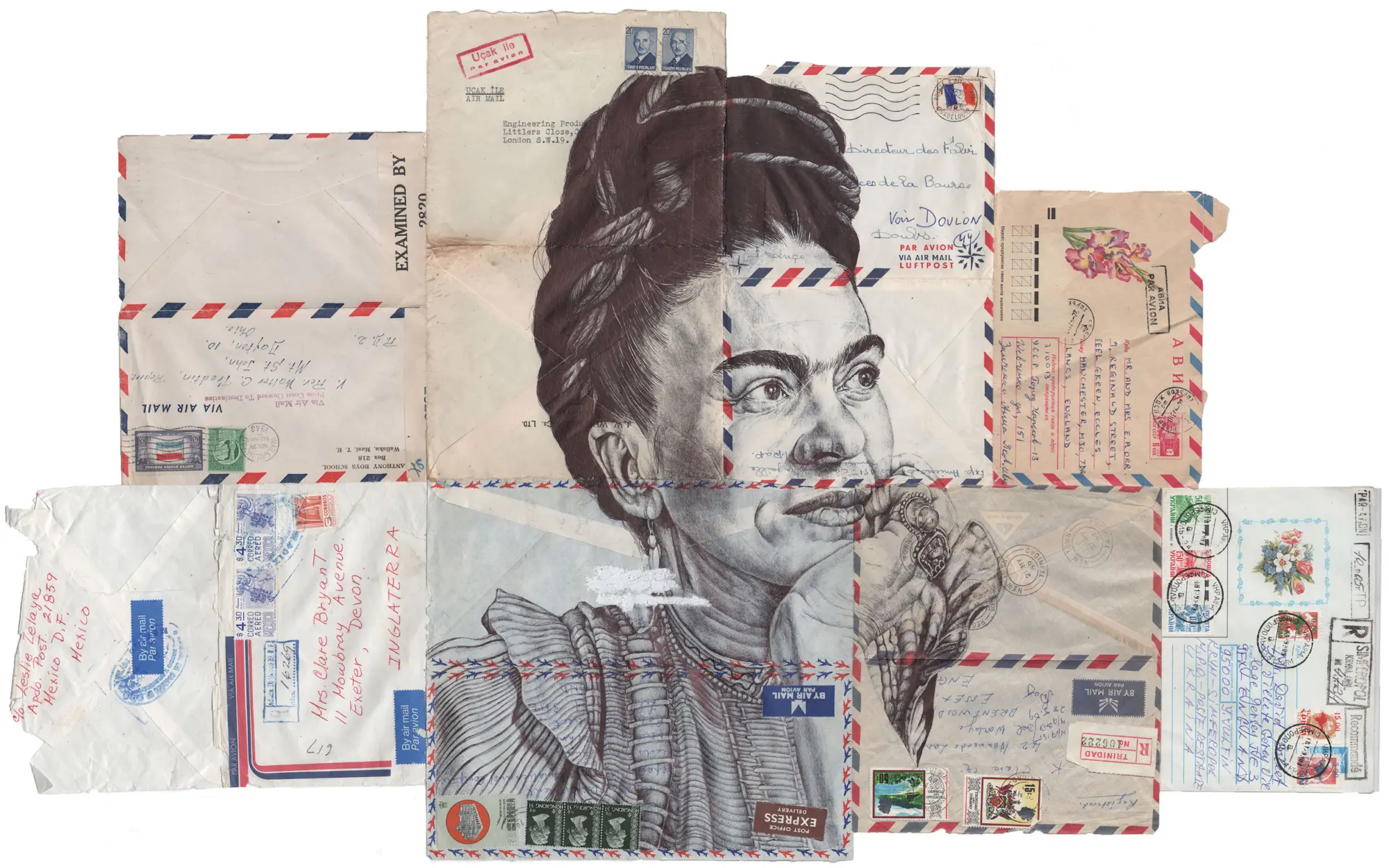 Portraits of Frida Kahlo and George Orwell by Mark Powell