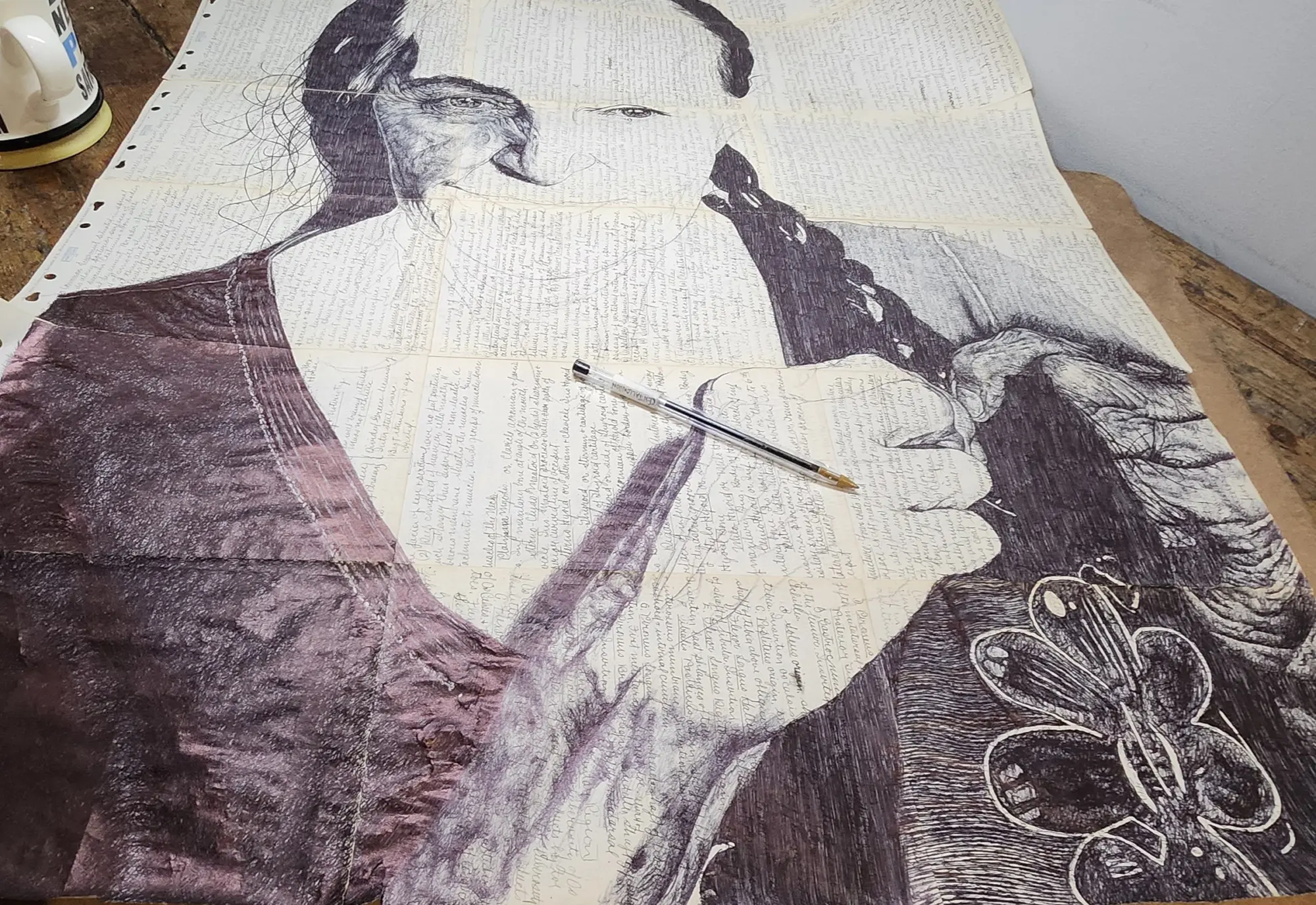 Stunning work-in-progress shots revealing more and more of Powell's recent drawing, 'Close Up Magic Tricks'.