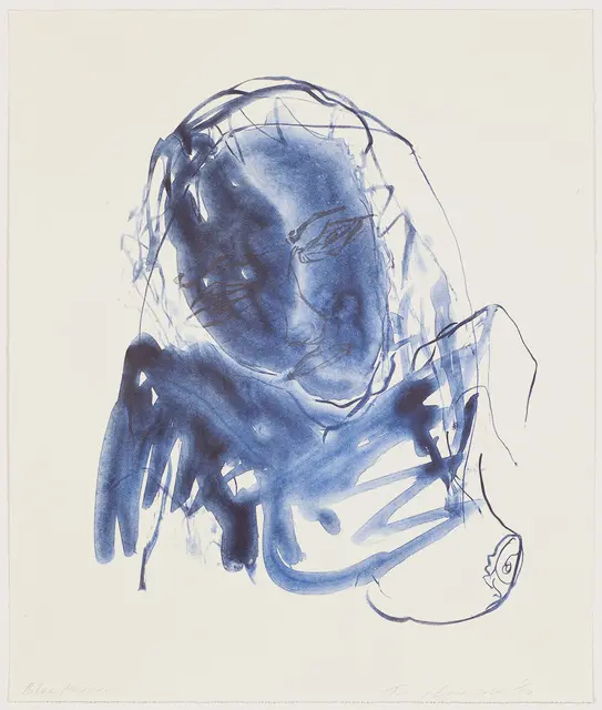 Blue Madonna by Tracey Emin, 2020, lithograph on paper.