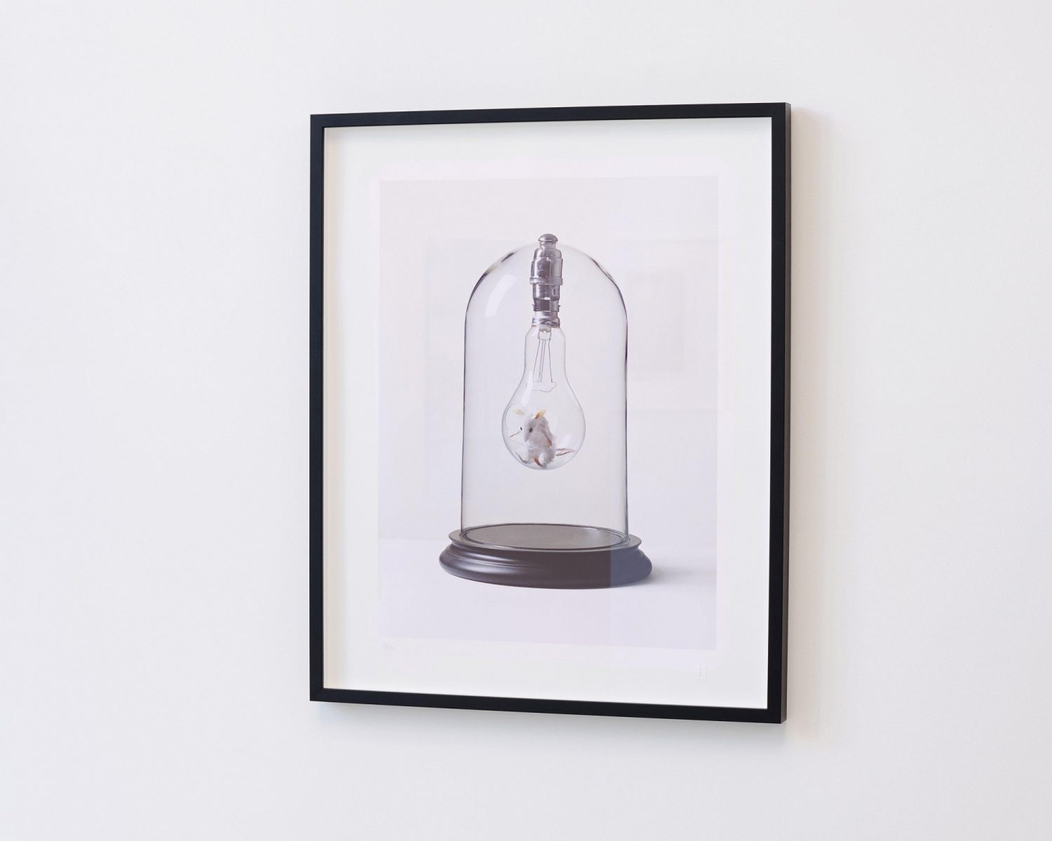 Nancy Fouts, Mouse in Lighbulb on display at Hang-Up Gallery, London.