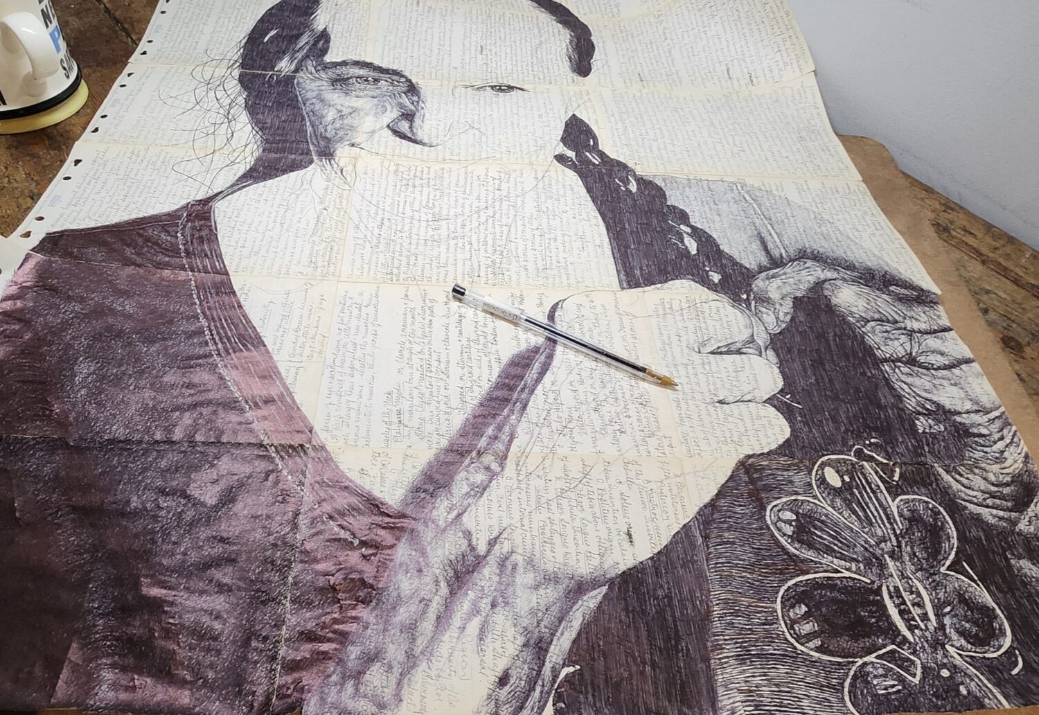 Stunning work-in-progress shots revealing more and more of Powell's recent drawing, 'Close Up Magic Tricks'.