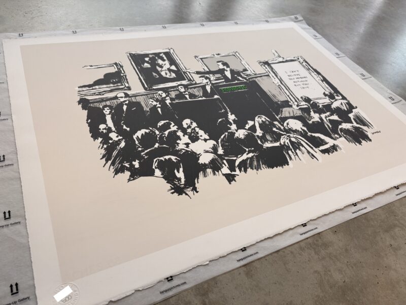 Banksy Morons Black and White Unsigned angle