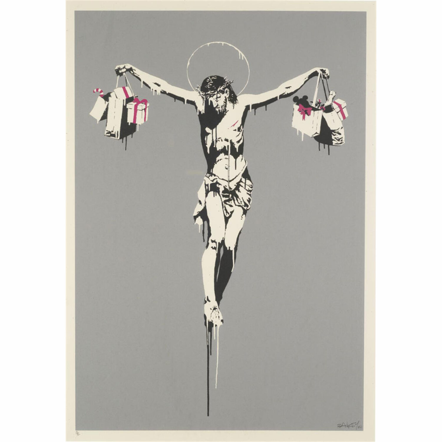 Christ with Shopping Bags, screen print, edition of 82, 2004
