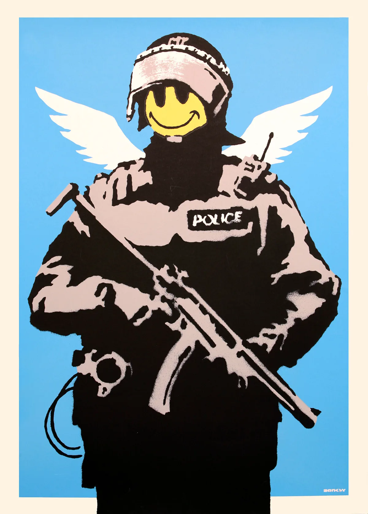 Banksy Flying Copper (Blue)