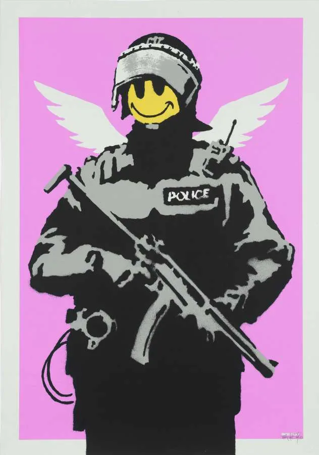Banksy Flying Copper (Pink)