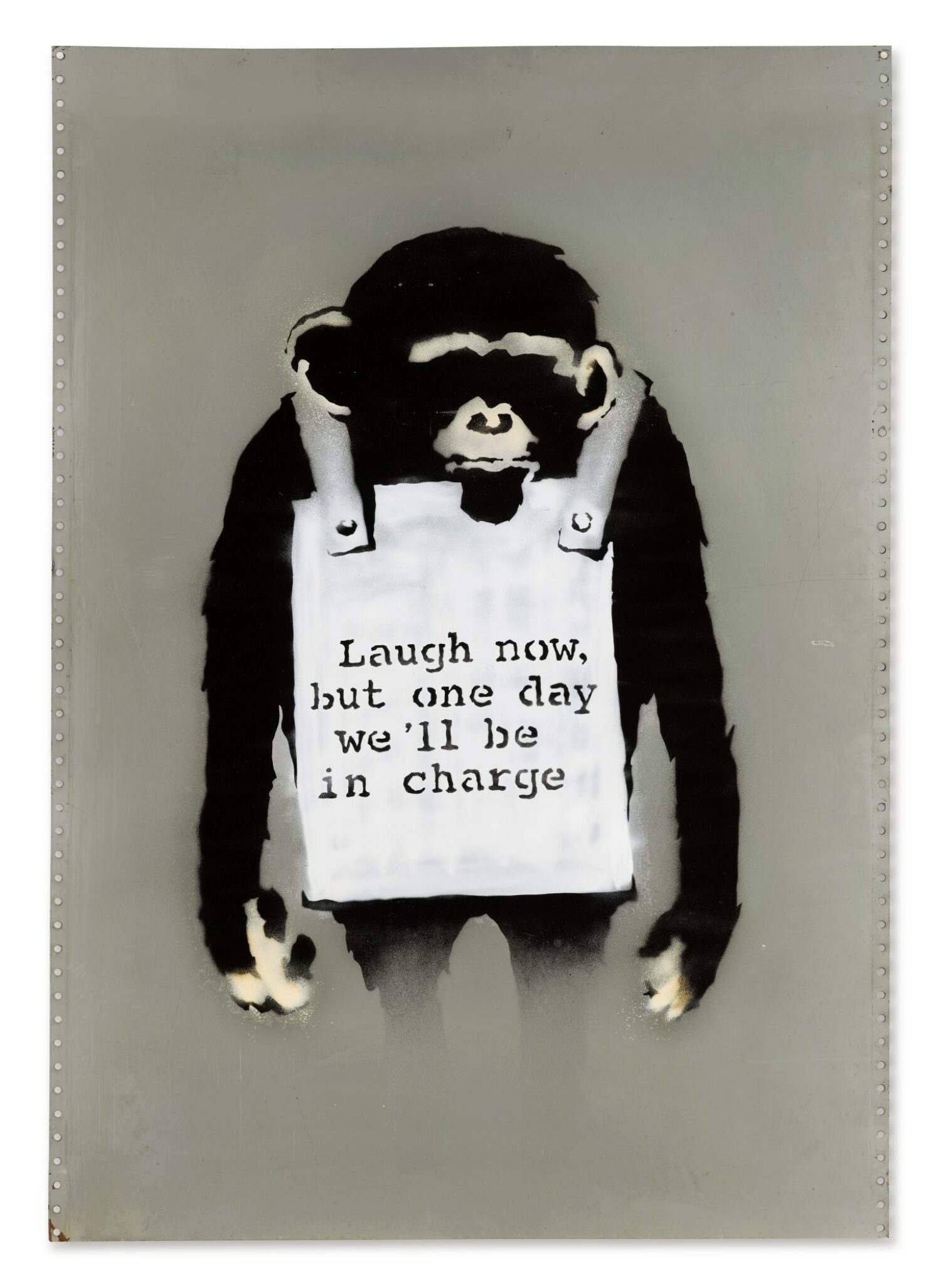 Laugh Now, 2006, spray paint on metal.