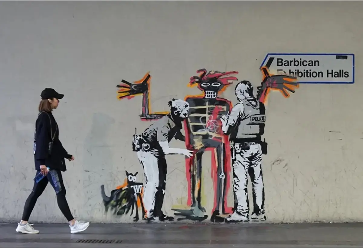 Banksy mural featuring Basquiat, 2017