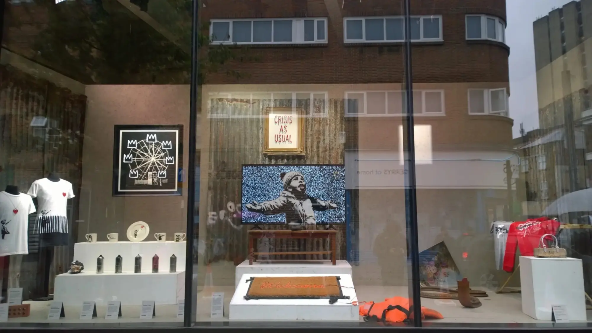 Gross Domestic Product window display in Croydon, London, 2019.