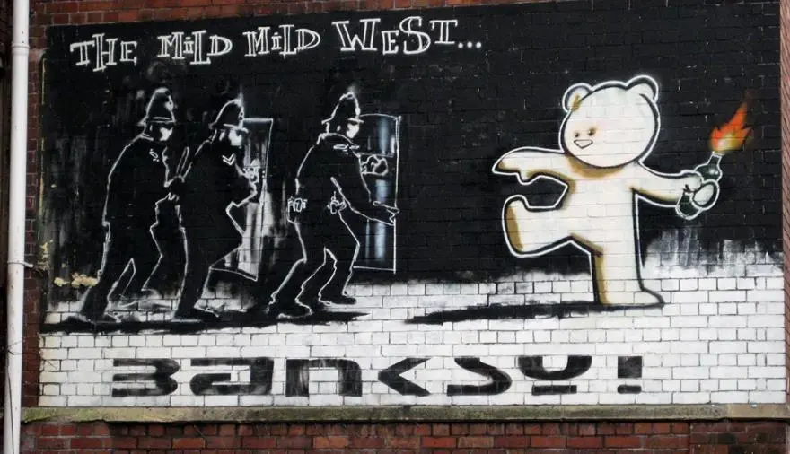 Banksy, The Mild Mild West, Stokes Croft, Bristol.