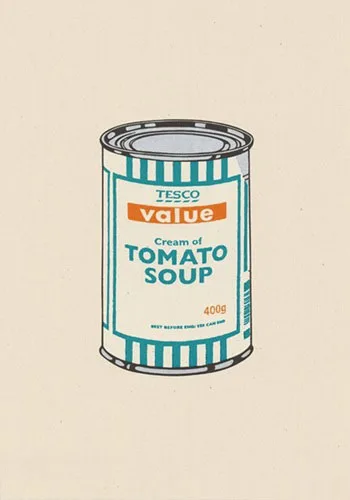 Banksy Soup Can (White/Emerald/Tan)