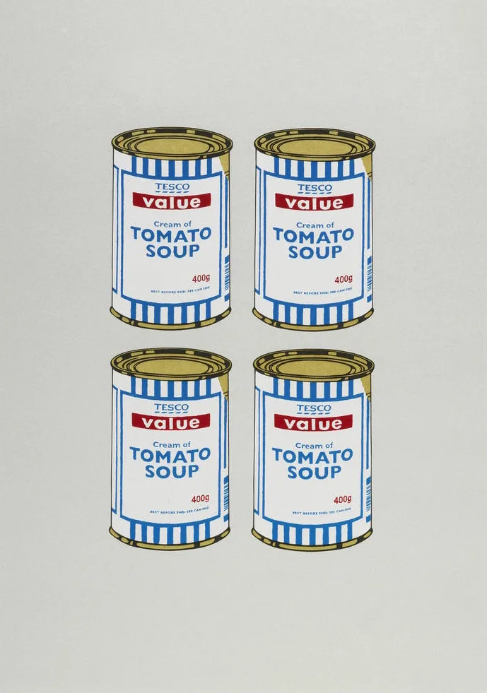 Banksy Soup Cans Quad (Grey paper)