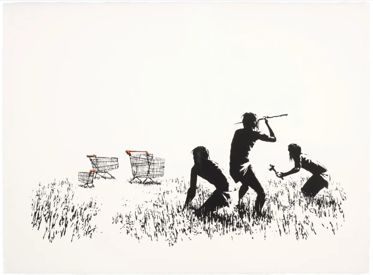Banksy Trolleys (Black and White)