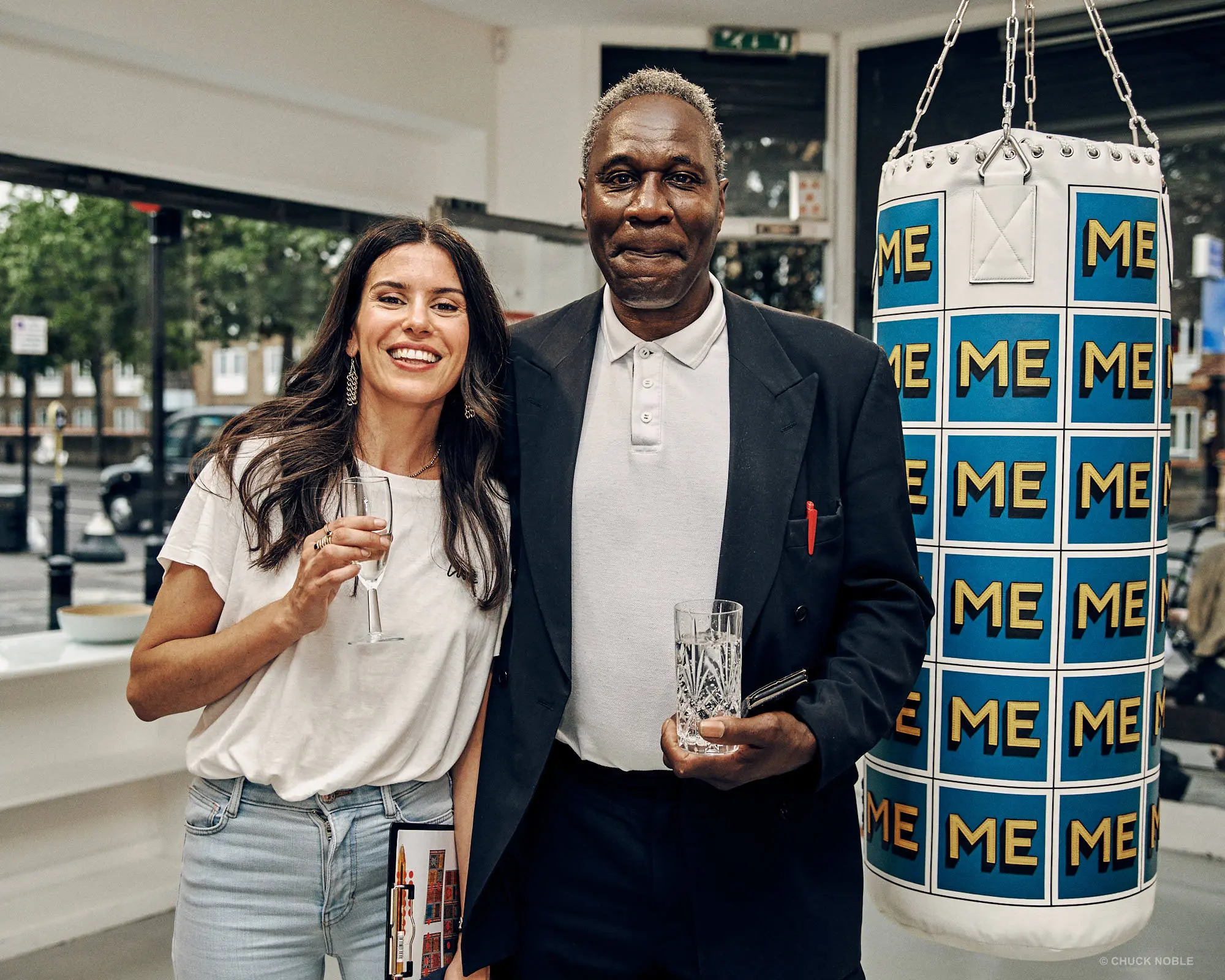Gallery manager Laura with one of our clients, Anthony at the Private View of INTROVERSION IMMERSION