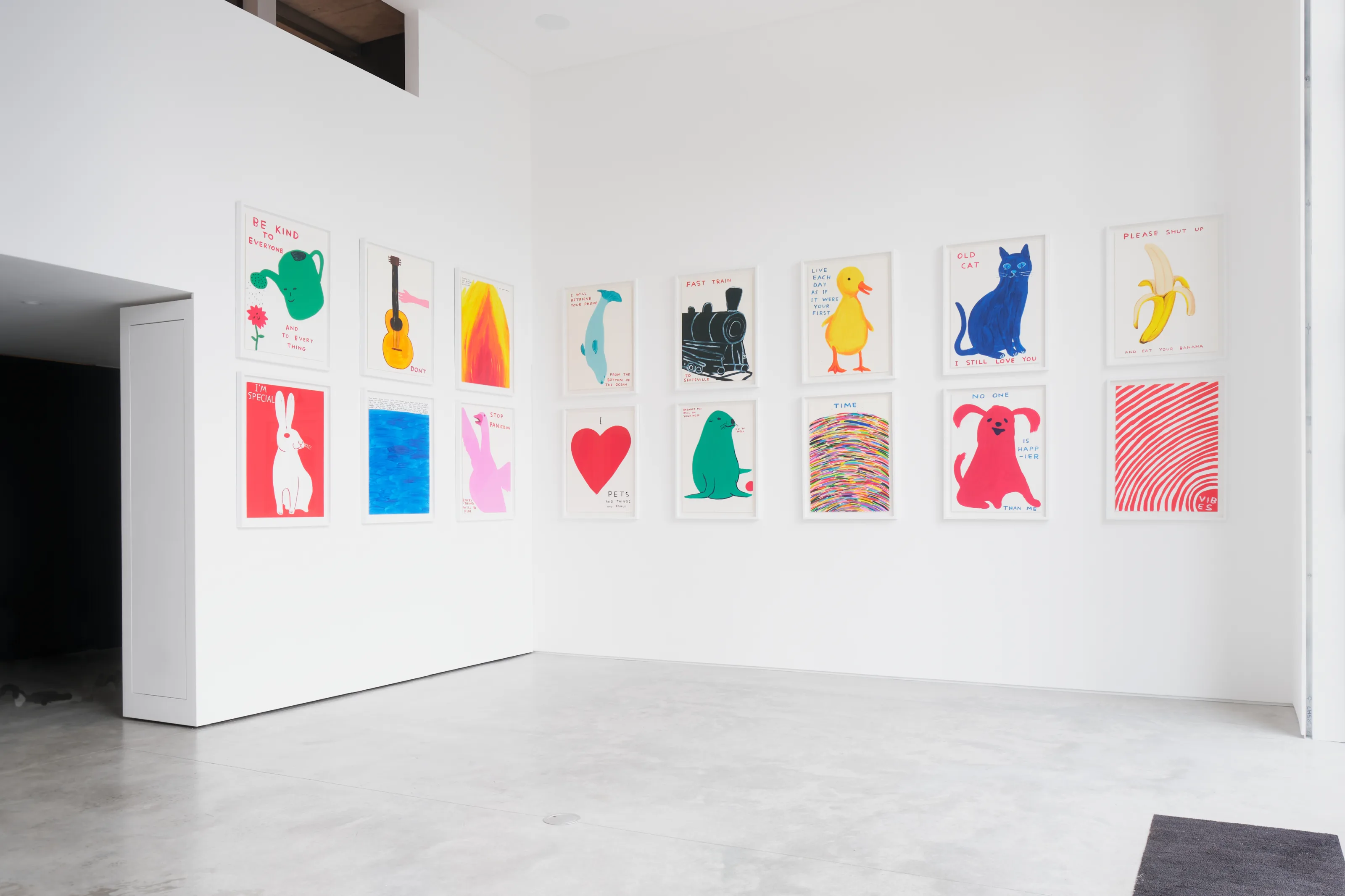 Exhibition view, David Shrigley: Mainly Multiples, Some Paintings & Other Stuff Too, Hang-Up Gallery, London.