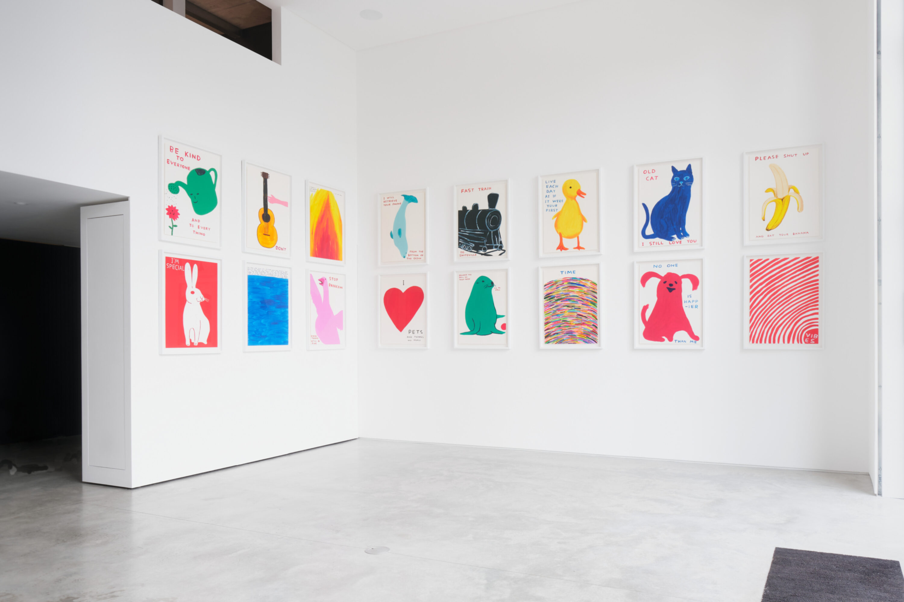 Exhibition view, David Shrigley: Mainly Multiples, Some Paintings & Other Stuff Too, Hang-Up Gallery, London.
