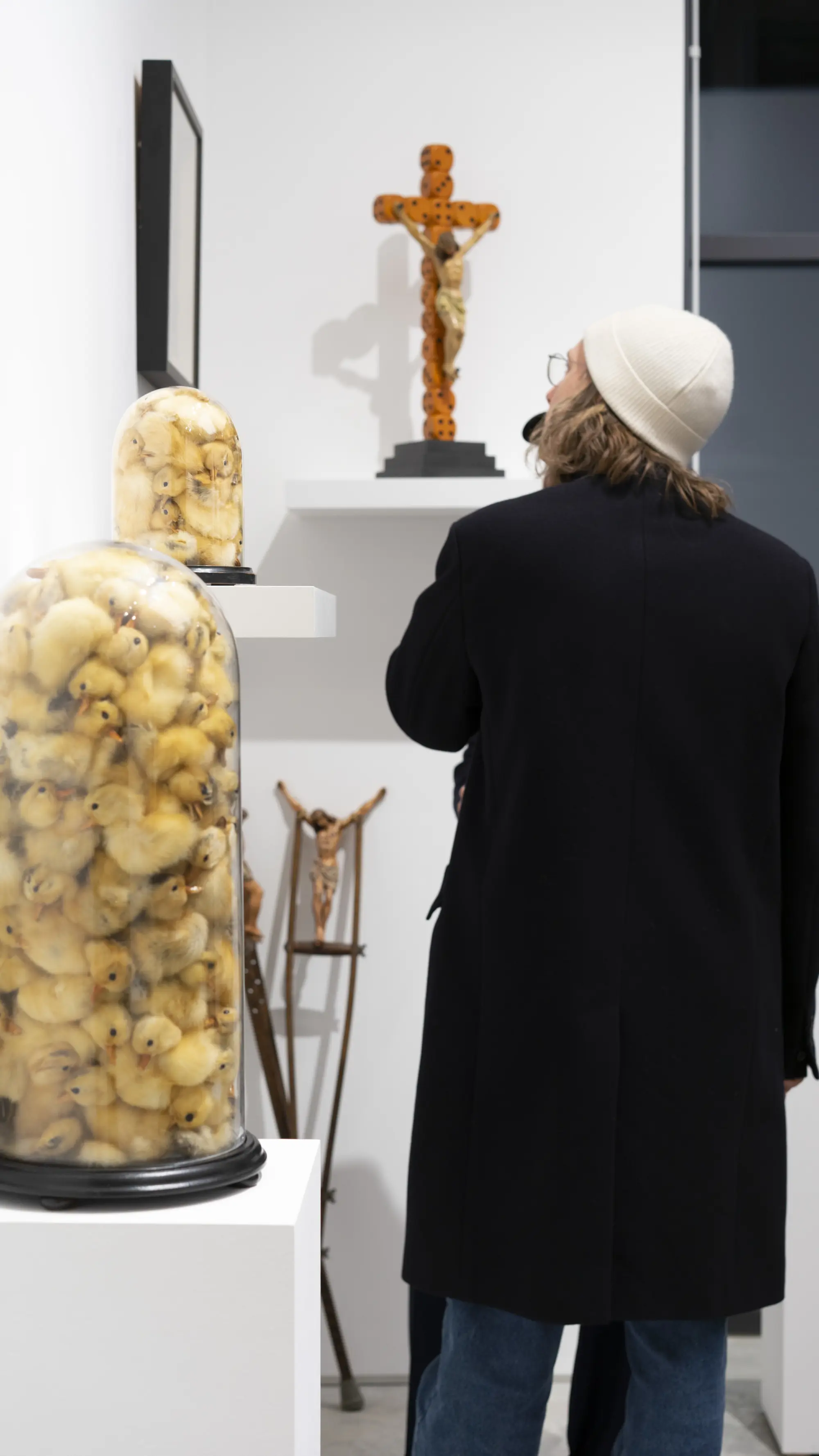 Installation view from Fags, Birds and a Couple of Guns: A Retrospective of the Weird and Wonderful at Hang-Up Gallery, London, 2020