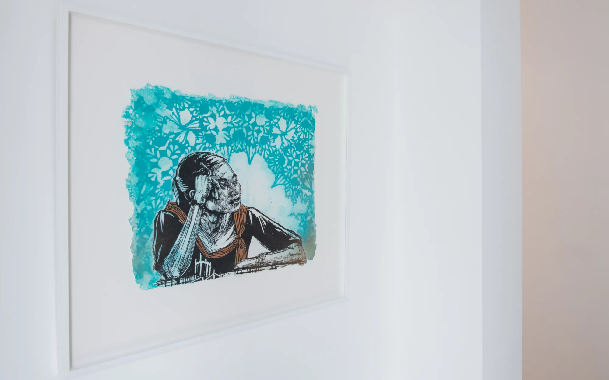 Swoon, Girl from Ranoon Province (Bangkok). Exhibition view, Game Changers, Hang-Up Gallery.