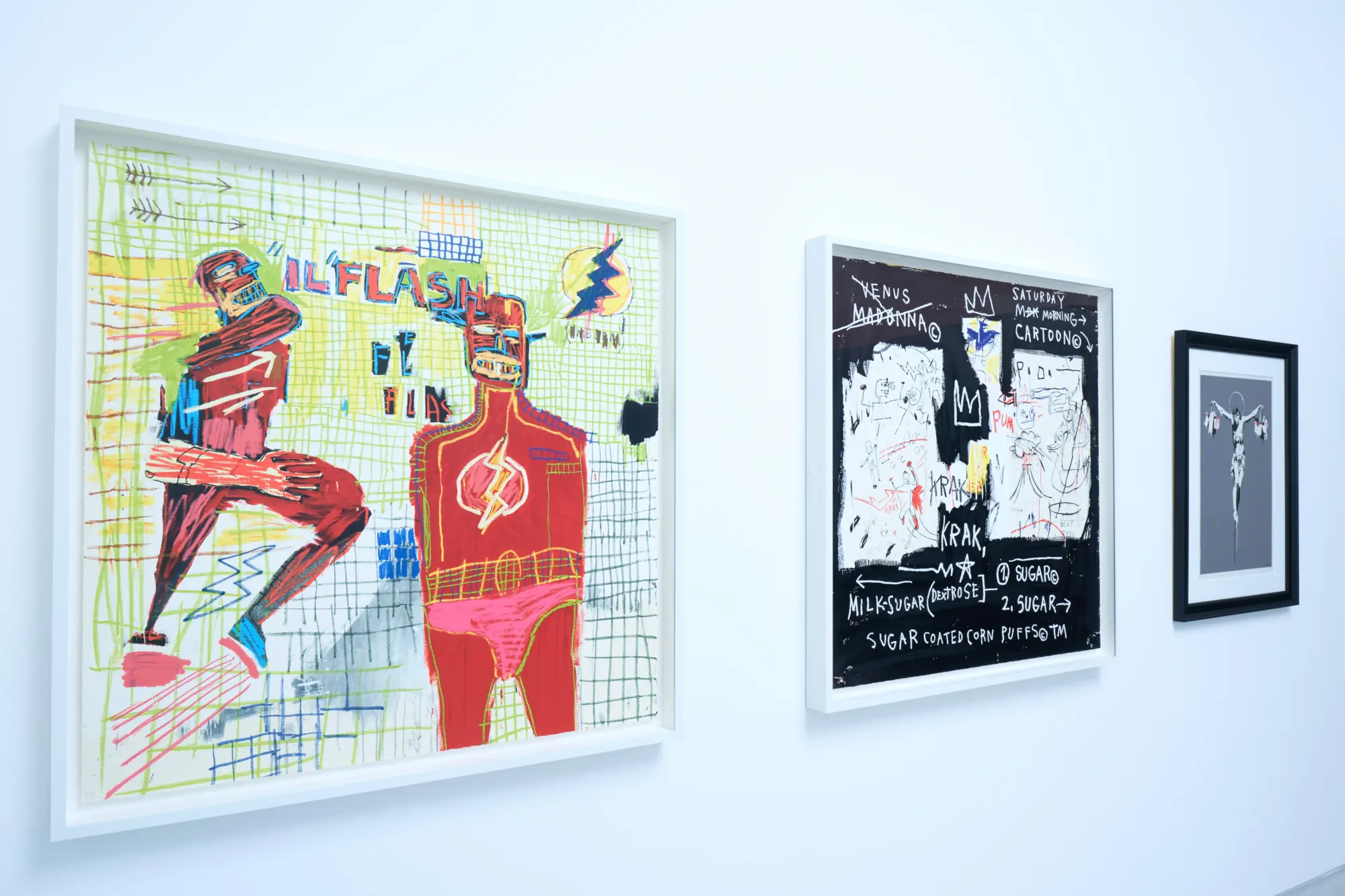 Jean-Michel Basquiat, Flash in Naples & A Panel of Experts with Banksy, Christ With Shopping Bags on display, Hang-Up Curates Vol. VI. Hang-Up Gallery, London.