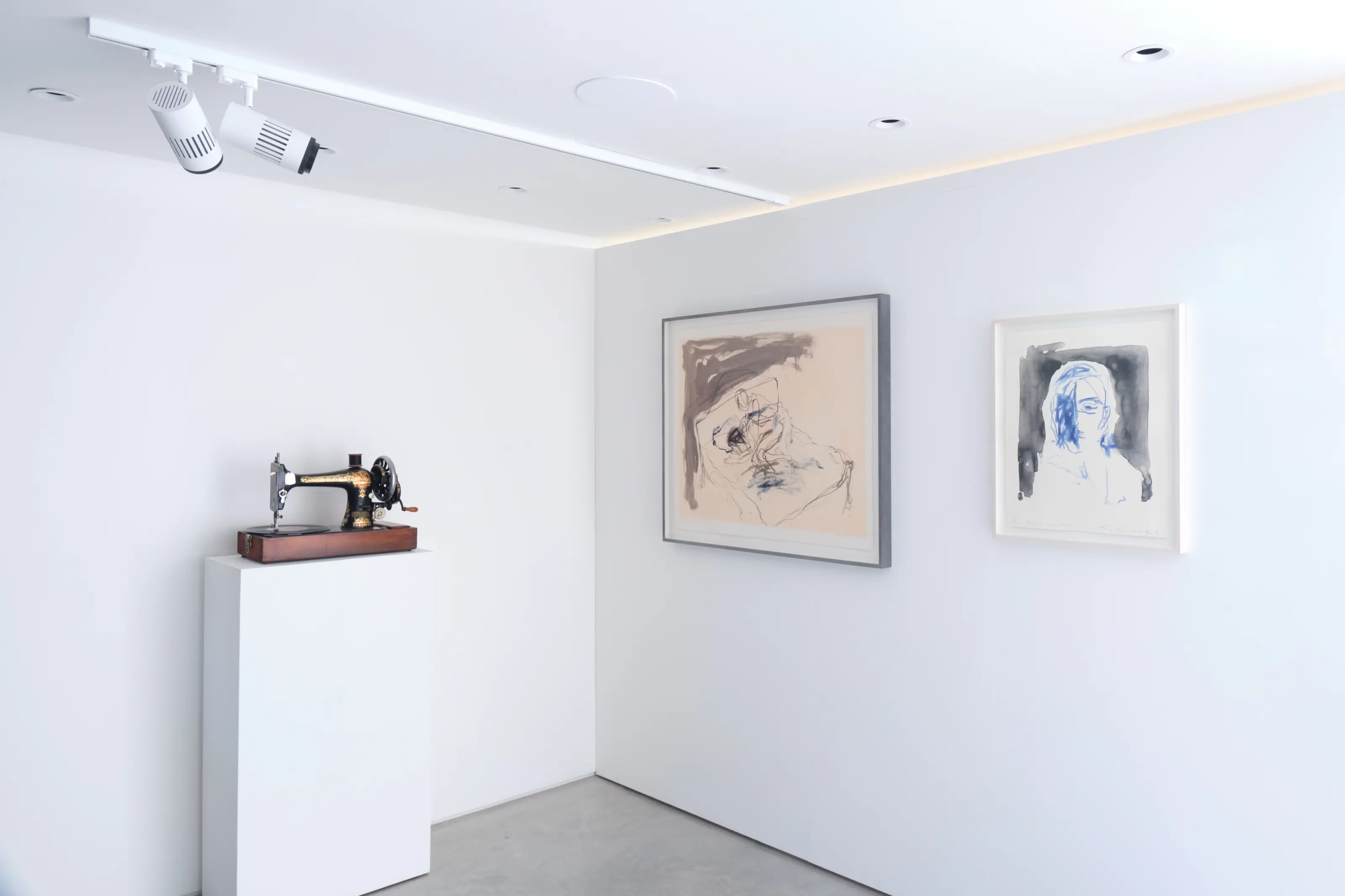 Installation view of Nancy Fouts and Tracey Emin in Hang-Up Curates VI at Hang-Up Gallery, London.