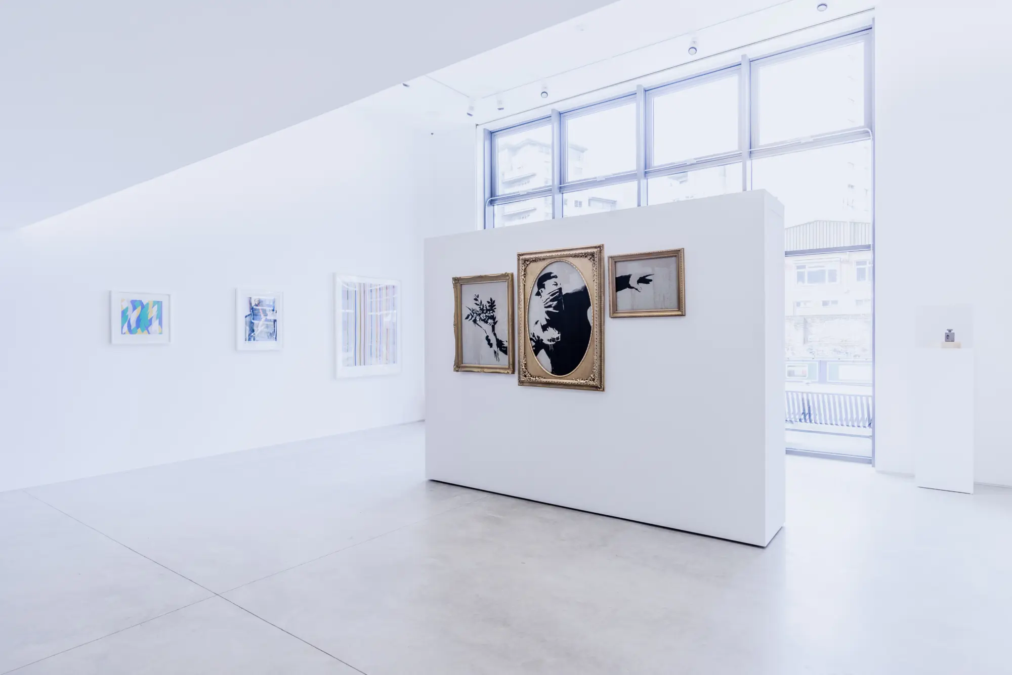 Banksy, Thrower (2019) on display at Hang-Up Gallery, London.