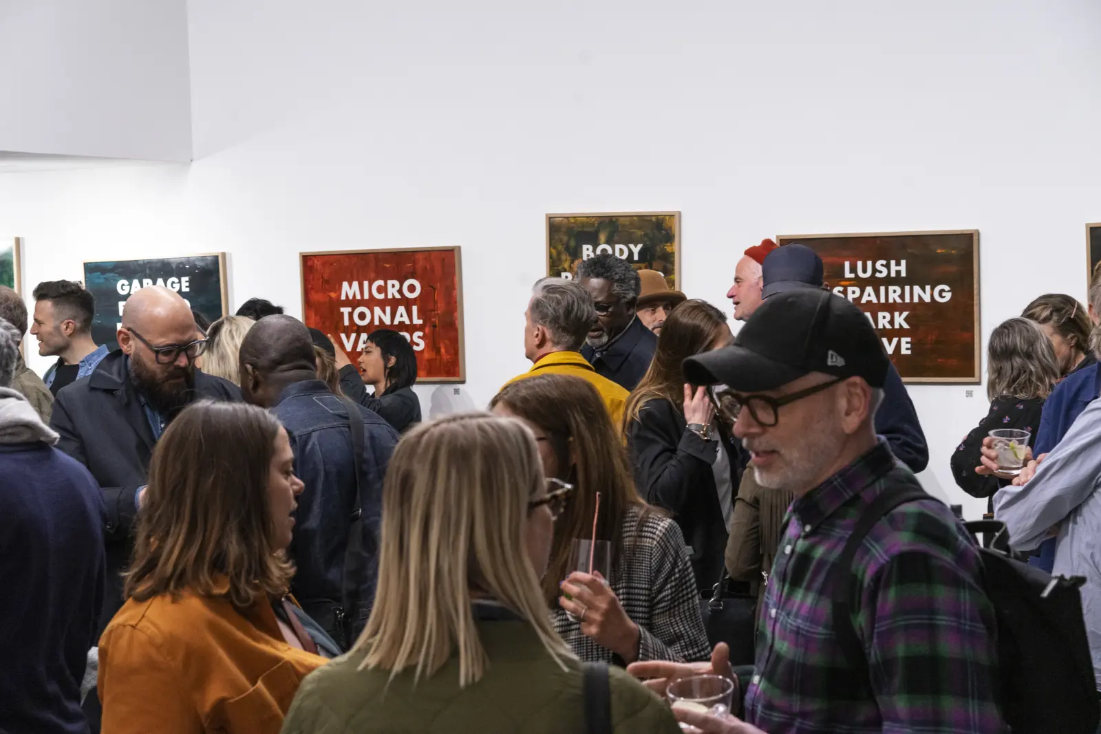 Tim Fishlock with artist liaison manager Charlotte Bain and gallery manager, Laura Rivas-Lopez at PARADISE VERSION's private view. Hang-Up Gallery, London.