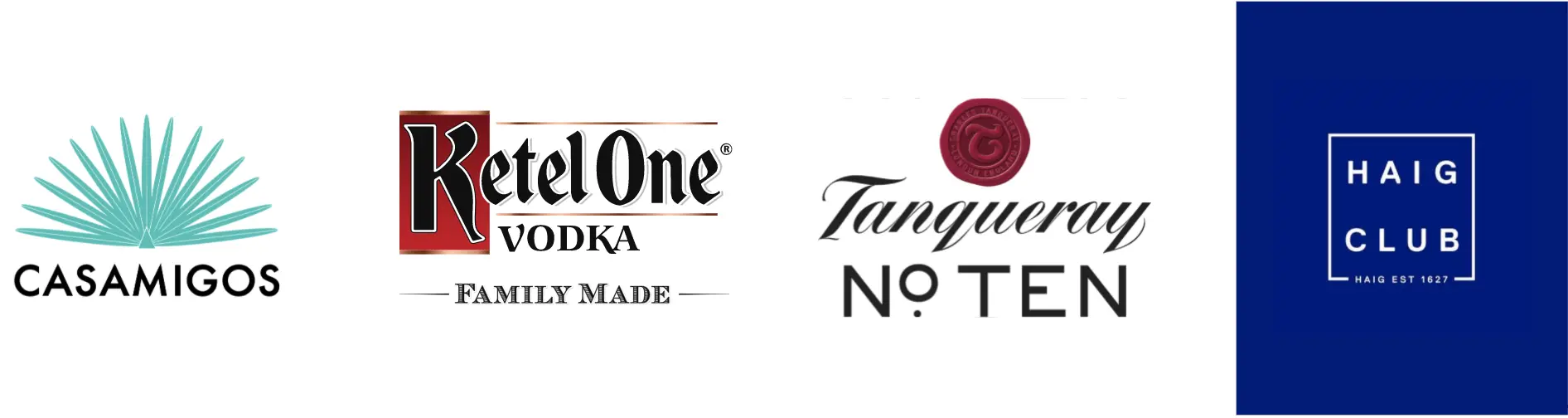 We are pleased to partner with Casamigos, Ketel One, Tanqueray and Haig Club.