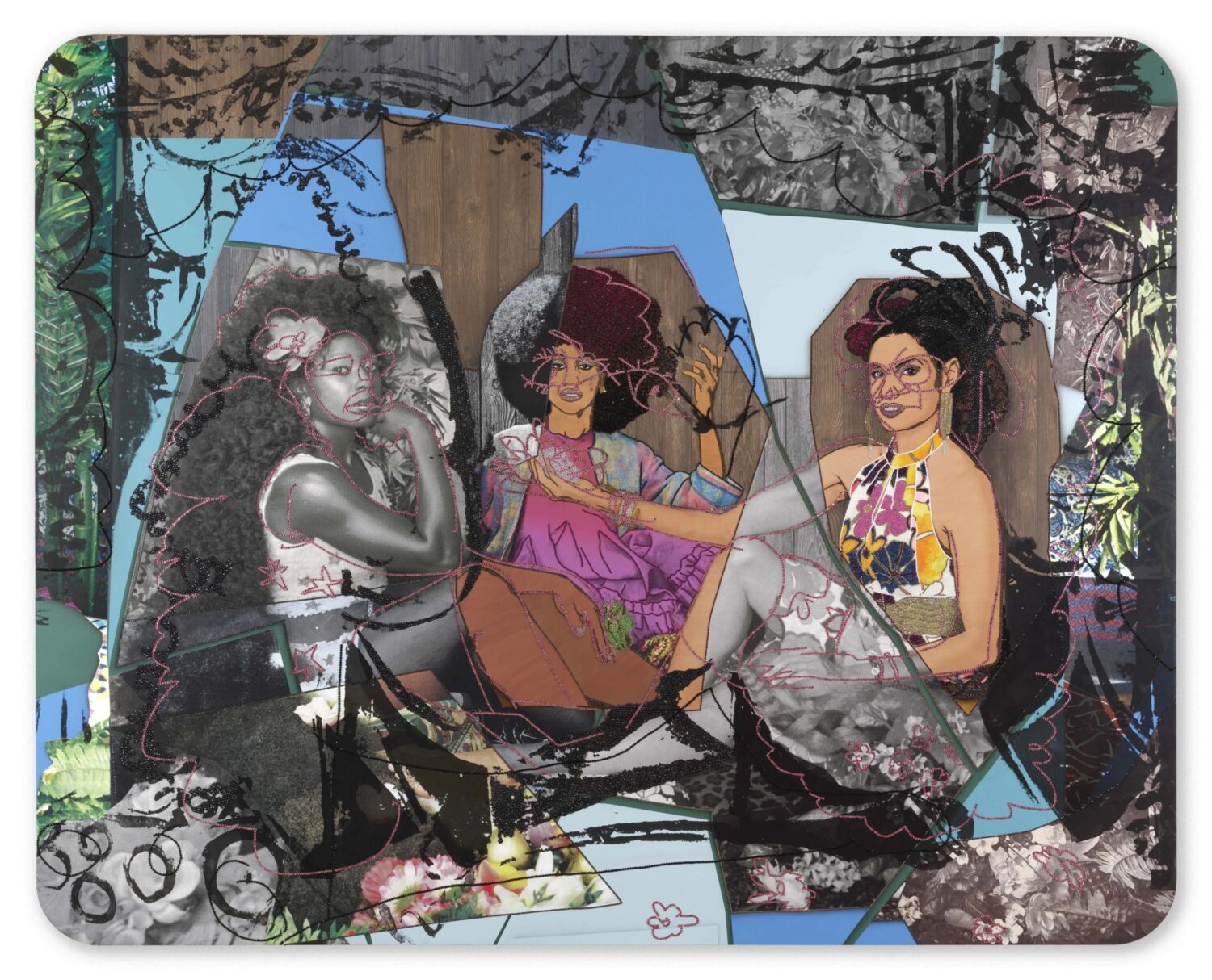 Mickalene Thomas' Portrait of Maya No. 10 and Le Déjeuner sur l'herbe les Trois Femmes Noires d'aprés Picasso