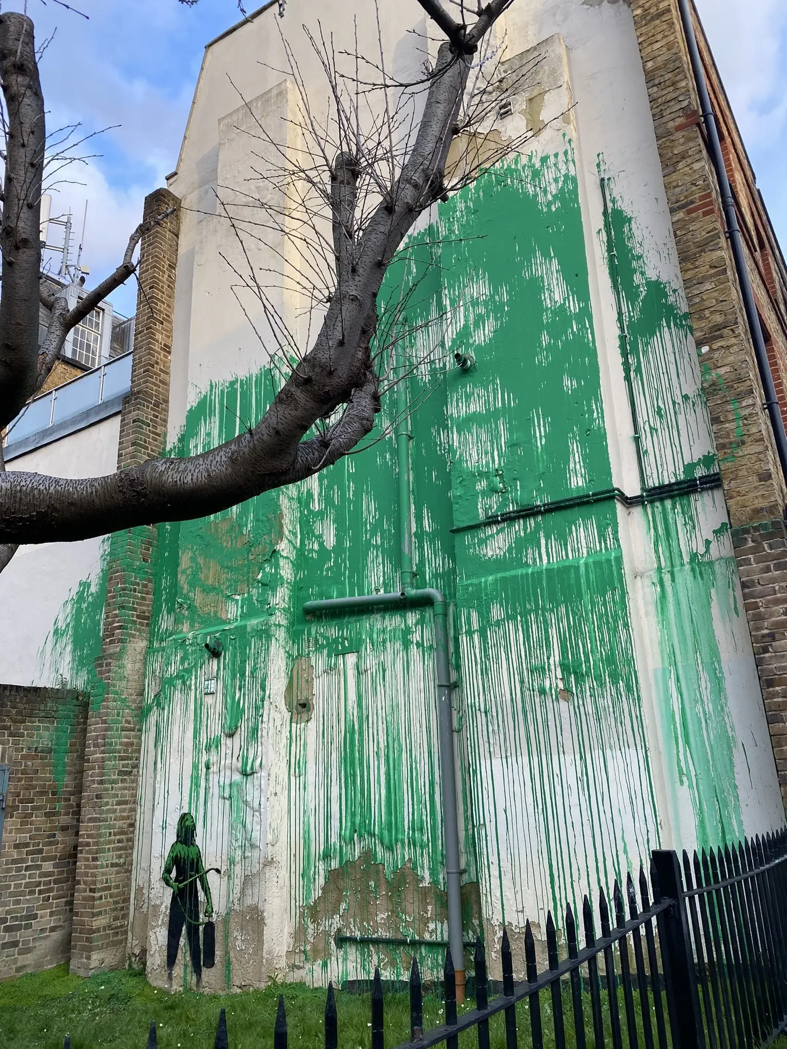 New mural by Banksy on Hornsey Road, north London.