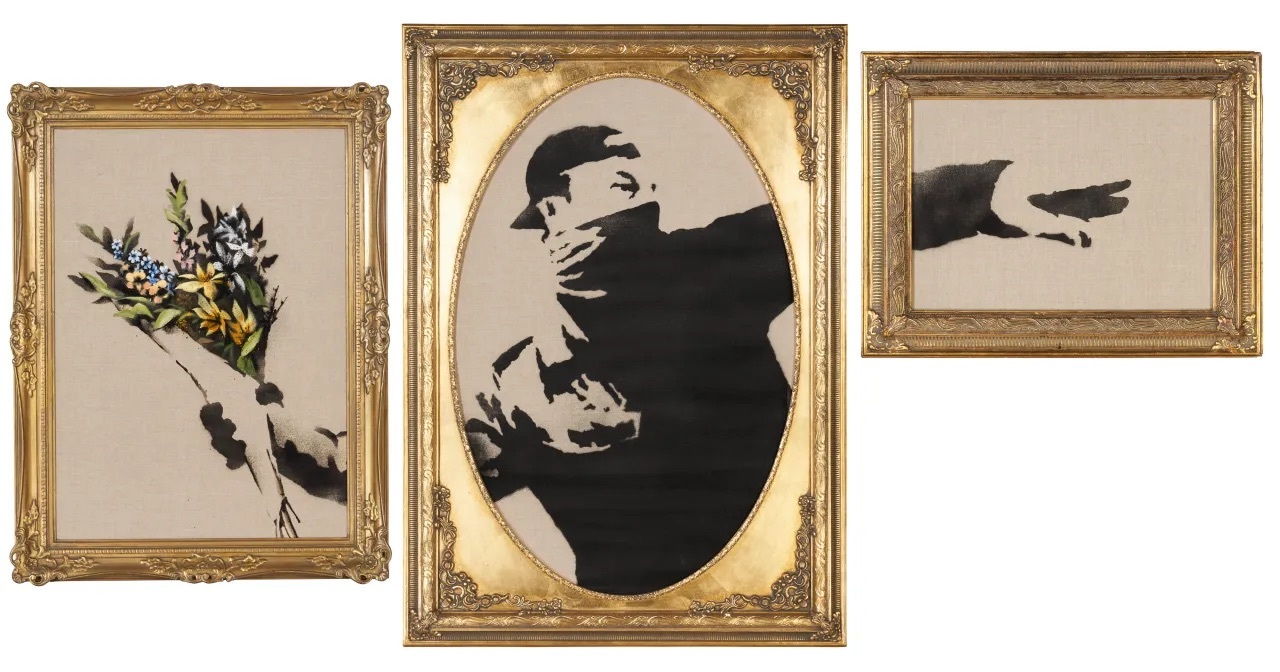 Banksy – Flower Thrower Triptych