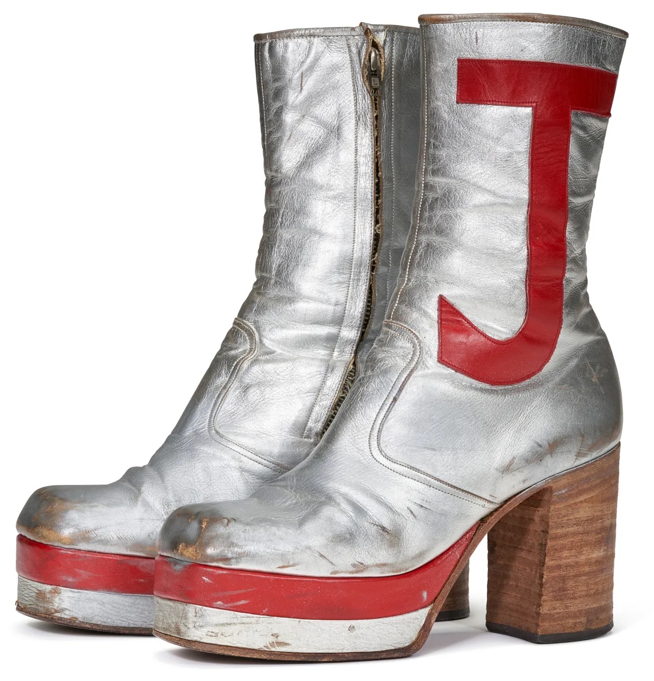 Silver Leather Tall Platform Boots