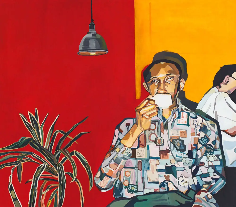 Man Drinking Coffee by Joy Labinjo, 2019