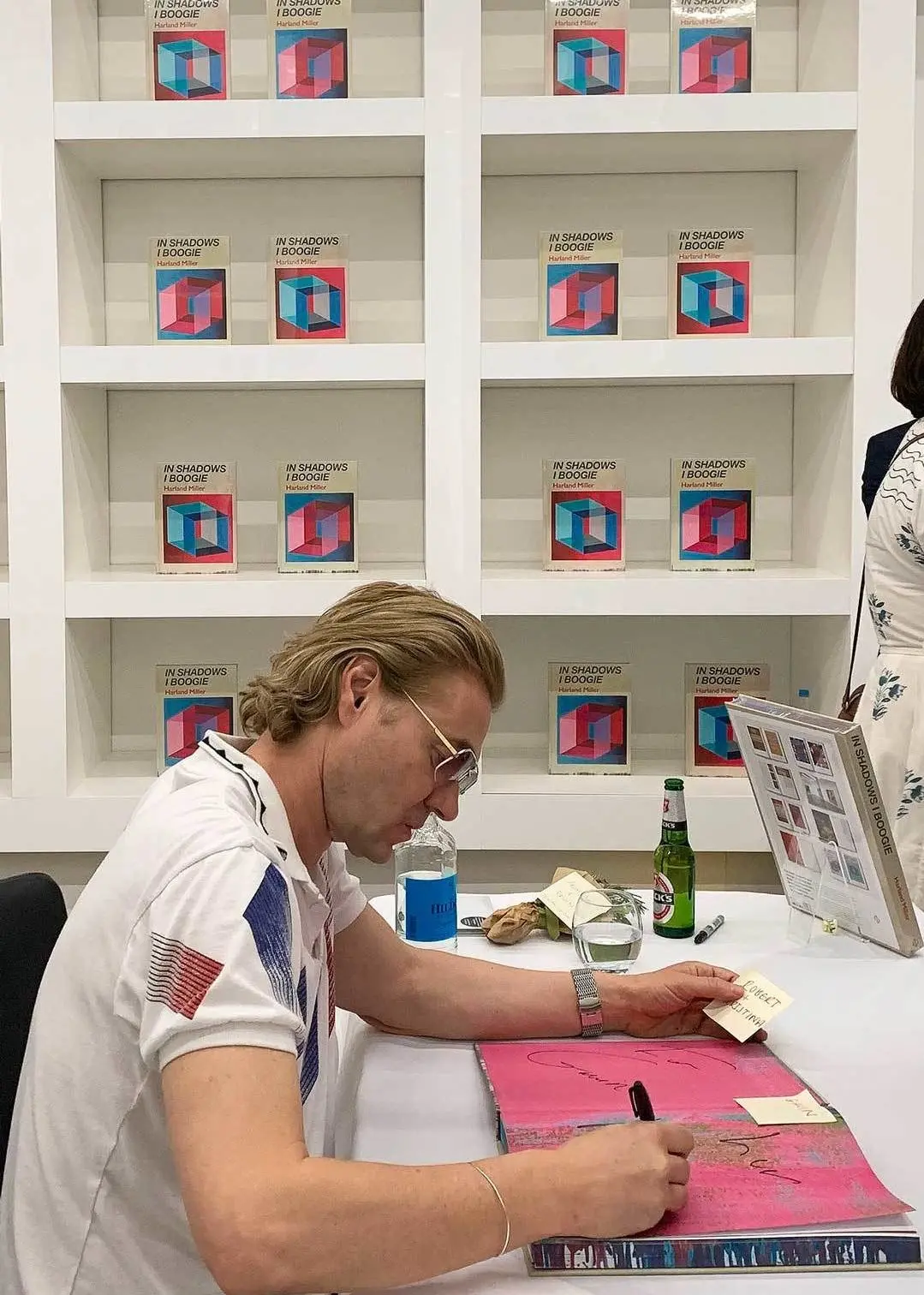 Harland Miller at the book launch of 'In Shadows I Boogie' at White Cube, Bermondsey. Ron Wood, Gary Lineker and Jarvis Cocker were among the ones turning up to support the artist and get their books signed.
