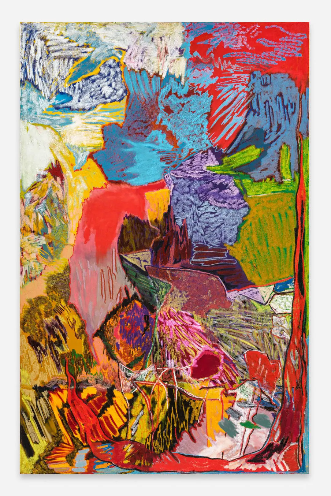 Rachel Jones, SMIIILLLLEEEE, 2021 Oil pastel, oil stick on canvas, 250 x 160 cm