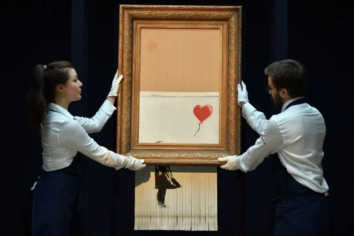 'Love Is In the Bin', the artwork created when 'Girl with Balloon' canvas famously shredded itself at auction