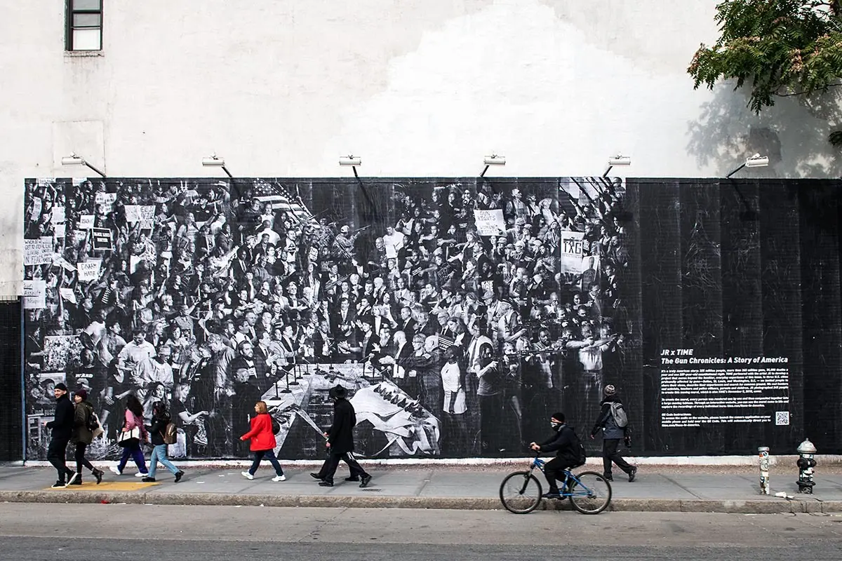 JR X Time, The Gun Chronicles: A Story of America mural in Houston.