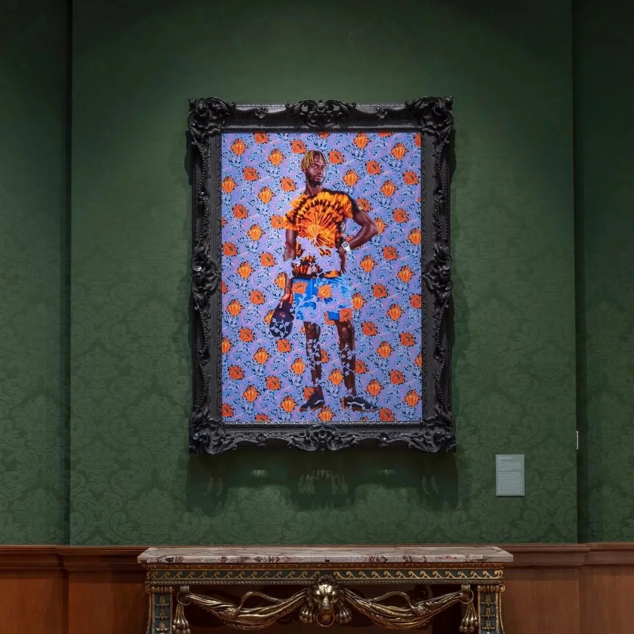 Cover of Kehinde Wiley: A Portrait of a Young Gentleman / A Portrait of a Young Gentleman (2021) installation view in the Thornton Portrait Gallery at The Huntington.